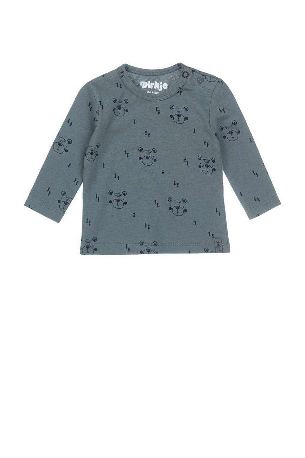 Dirkje baby longsleeve met katoen grijsgroen/donkerblauw