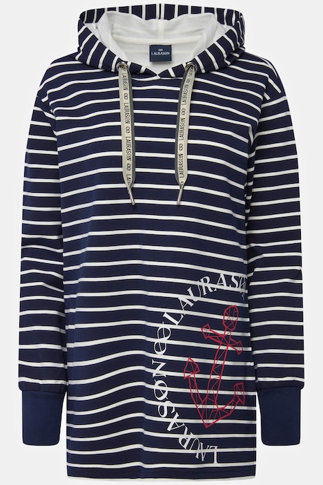 Hoodie, Ringel Sweater, Anker Print, Langarm