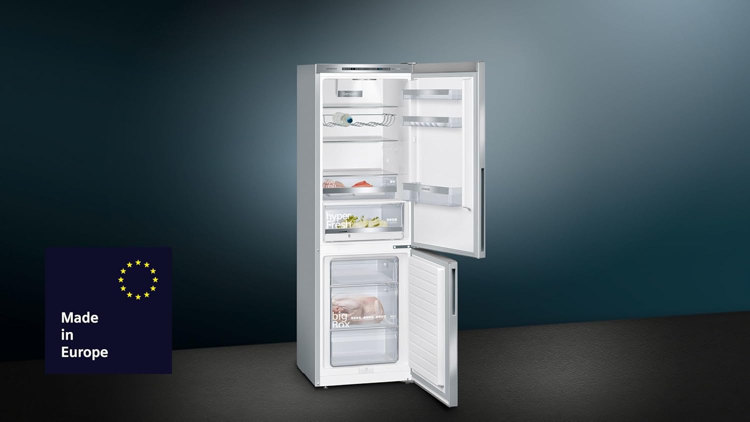 Siemens KG36EALCA iQ500 Kühl-Gefrier-Kombination, 186 x 60 cm, 214 L Kühlen + 94 L Gefrieren, lowFrost selterner Abtauen, freshSense für konstante Innentemperatur, superCooling schnellere Kühlung