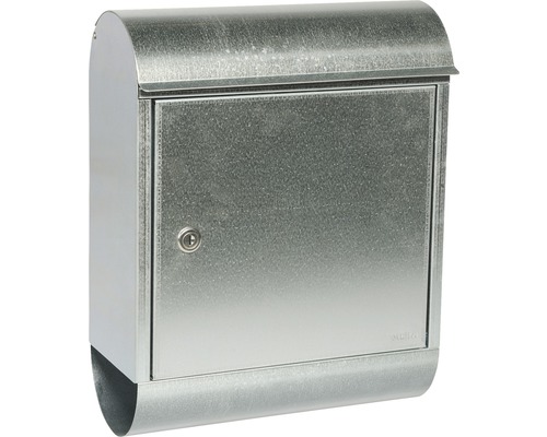 MEFA gegalvaniseerde stalen brievenbus, BxHxD 340/430/150 mm, Topaz 844 gegalvaniseerd, met krantenrol, frontuitname