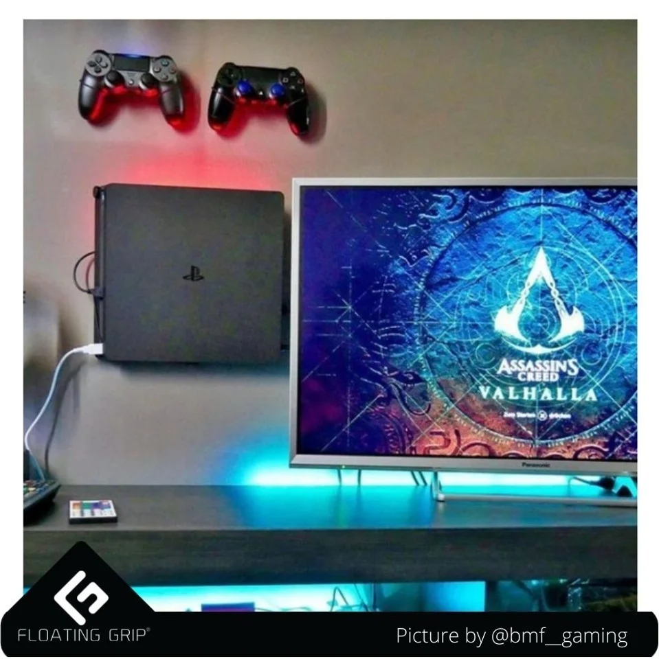 FLOATING GRIP® beslag til PlayStation 4 Slim konsol og controllers, Sort