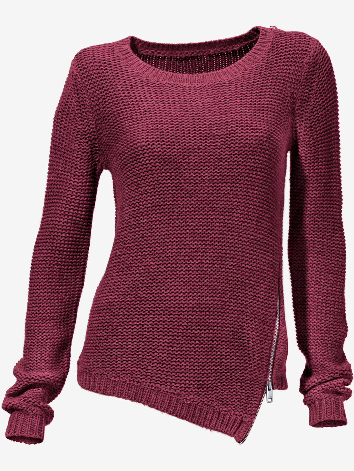 Pull col rond look asymétrique tendance avec glissière
