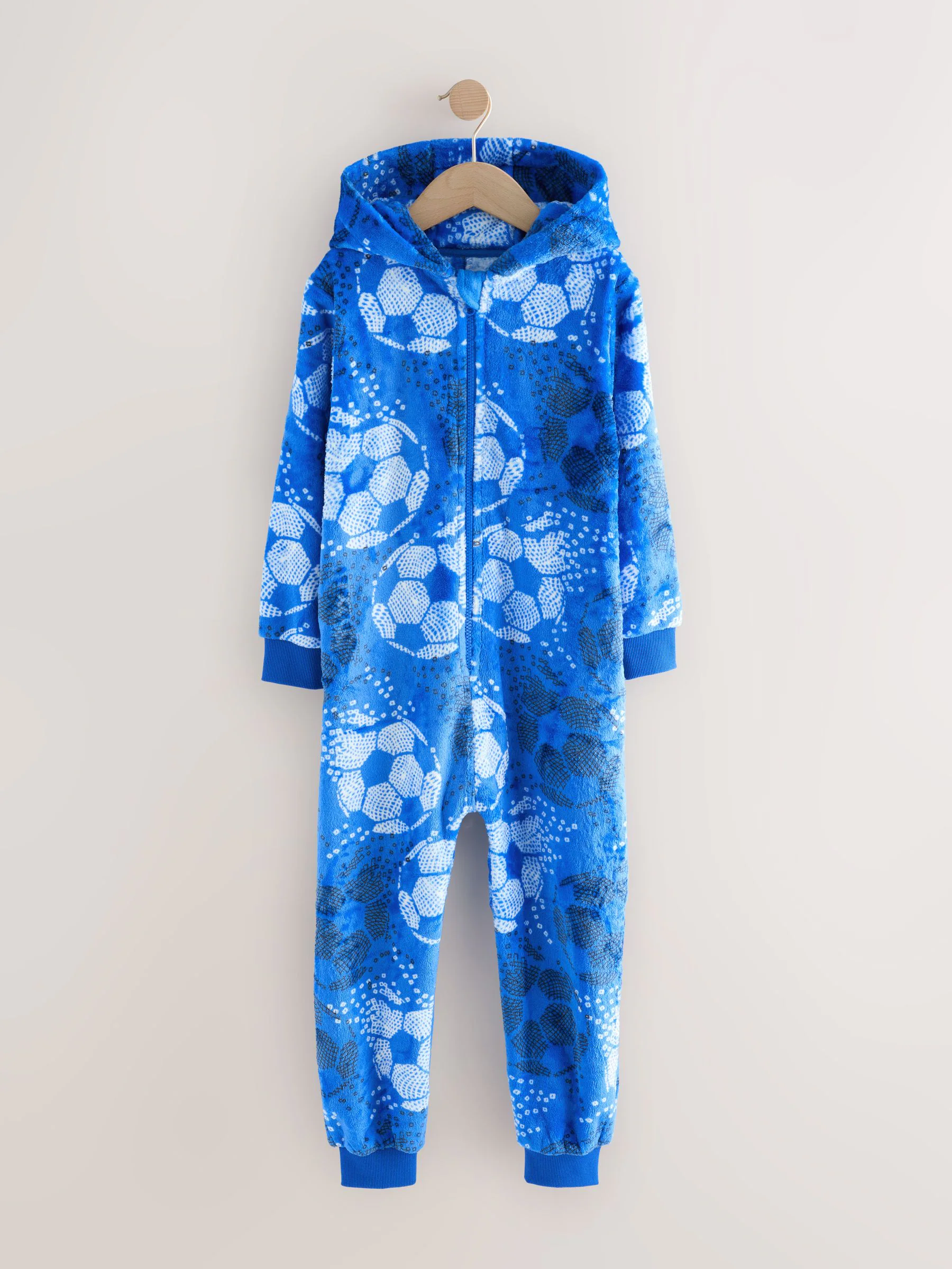 Blauw voetbal - Fleece onesie (3-16 jr)
