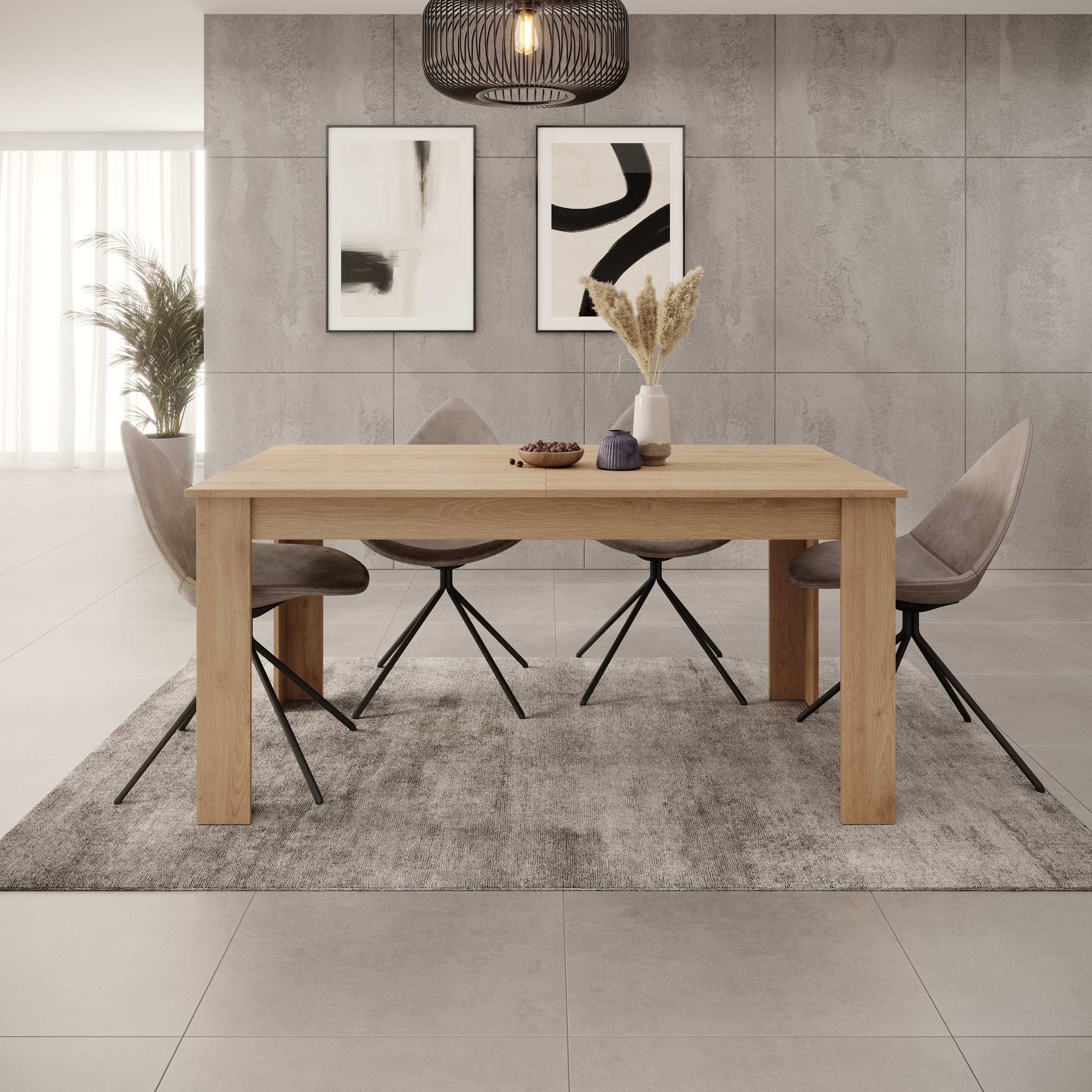 Uverta - Eetkamertafel - Licht eiken - 166x88x75 cm