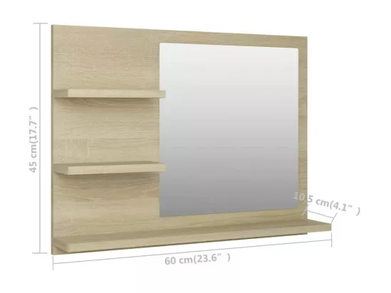 Miroir de salle de bain Chêne sonoma 60x10,5x45