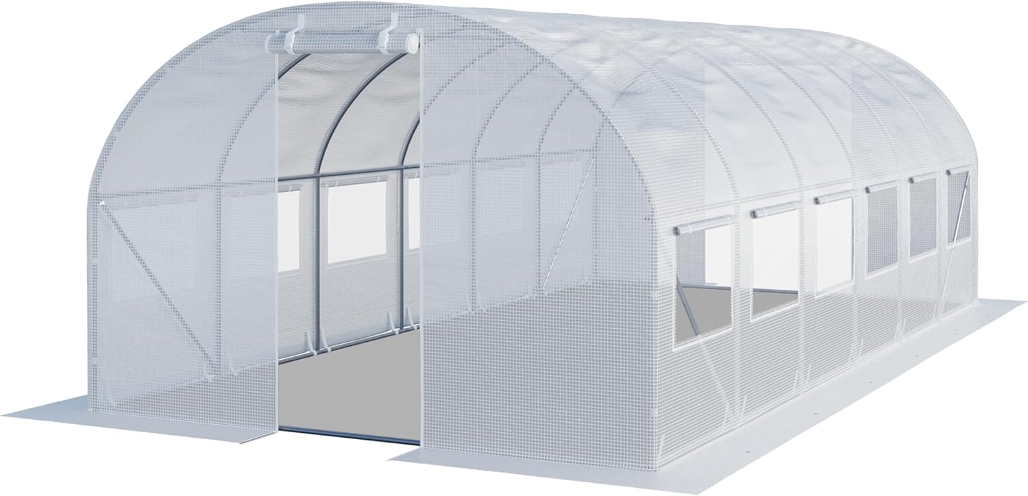 TOOLPORT Foliengewächshaus Gewächshaus 3x6m stabil & langlebig mit Fenster - reißfeste PE Plane 180g/m² weiß transparent