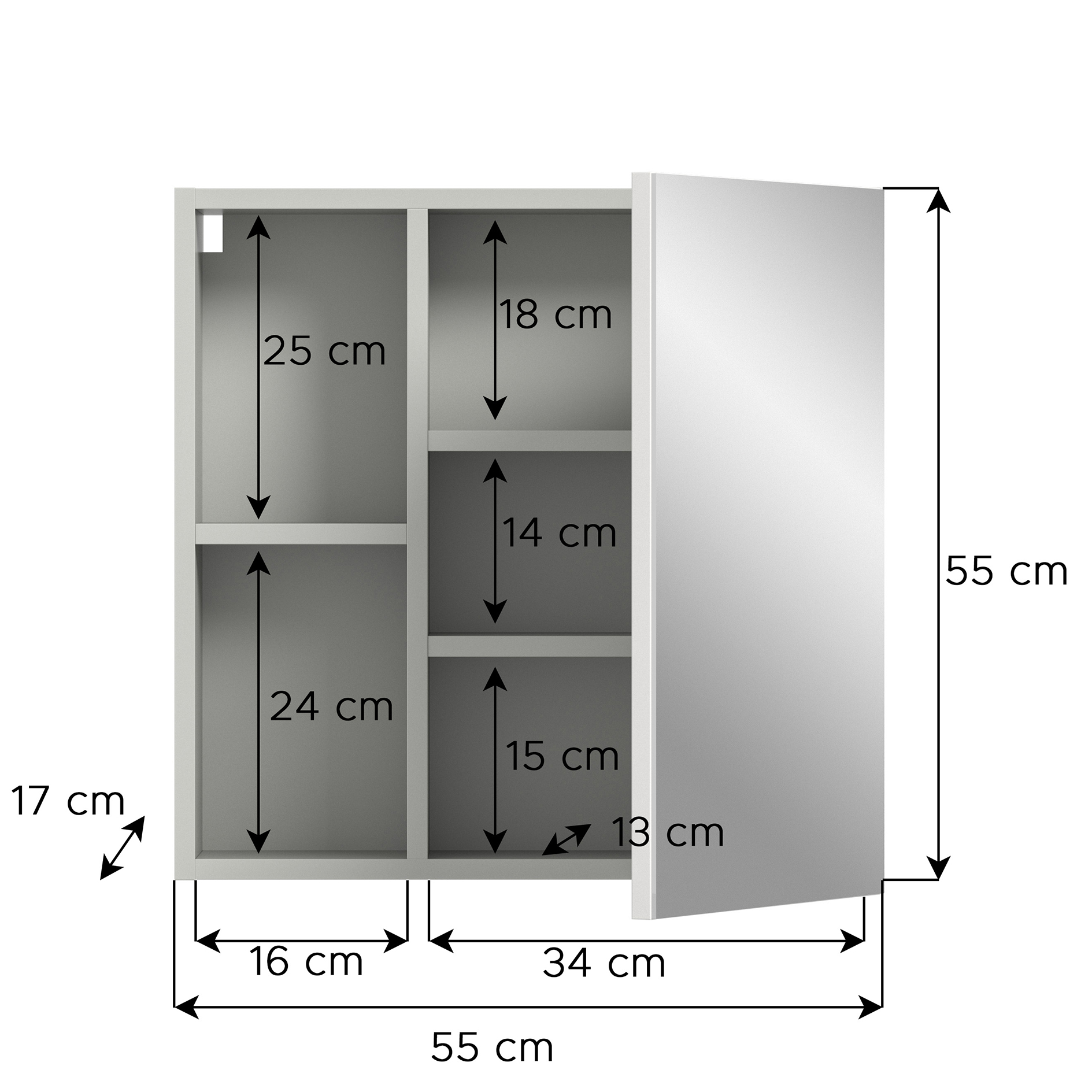 Spiegelschrank COPA - hellgrau - 55 cm