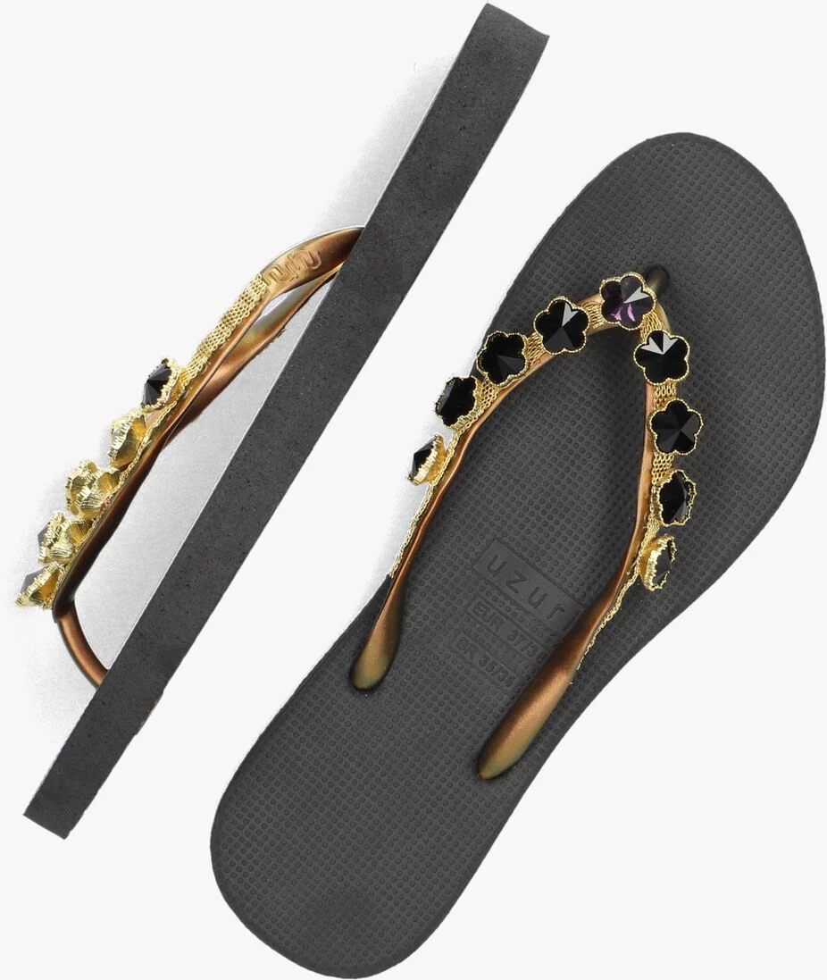 UZURII zwarte uzurii teenslippers black flower