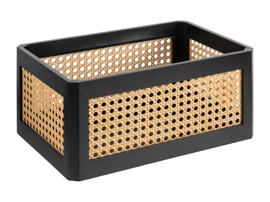 Lot de 2 Caisses de rangement Cagettes en bois et cannage