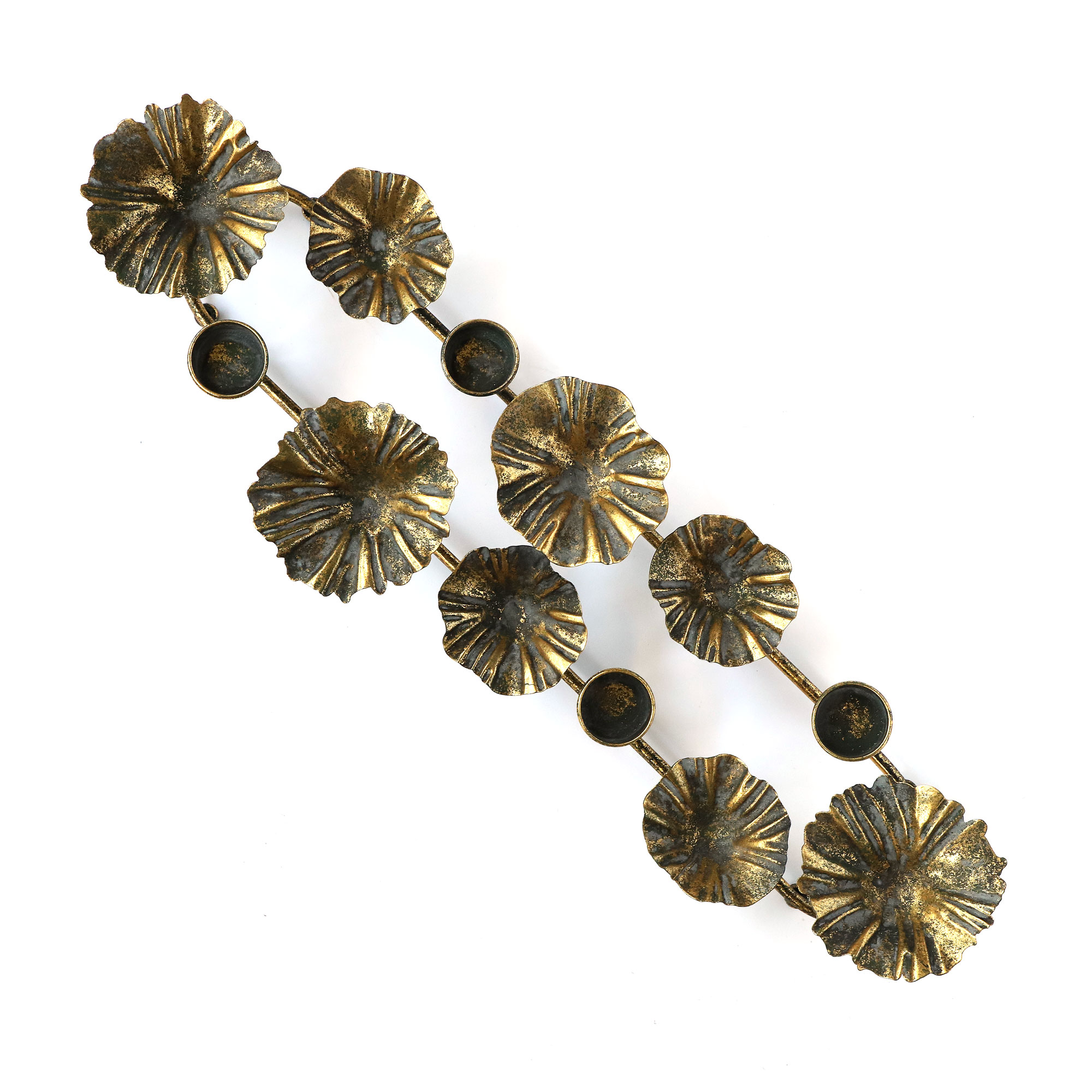 Teelichthalter 'Kjell', antik gold, B 68 cm, L 14 cm, H 11,5 cm von fischer's lagerhaus