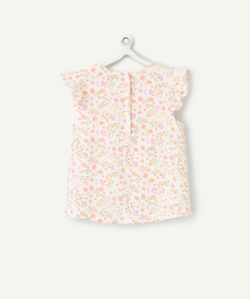 blouse bébé fille en gaze de coton imprimé à fleurs