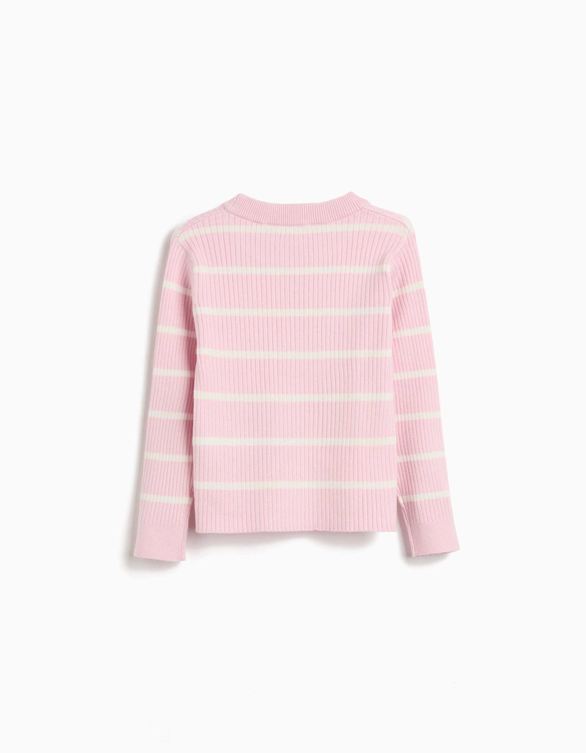 Camisola de Malha com Riscas, Menina, Rosa Claro
