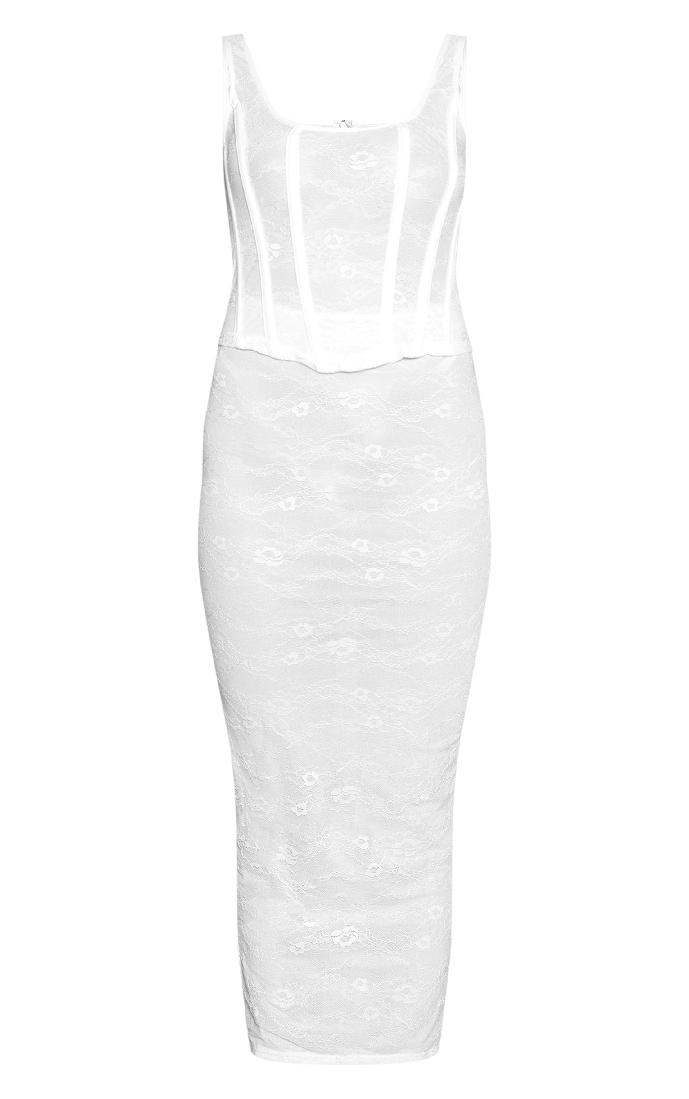 Blanc Robe Mi-longue Corset En Dentelle