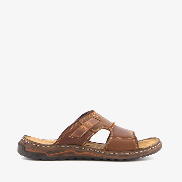 Van Beers leren heren slippers cognac