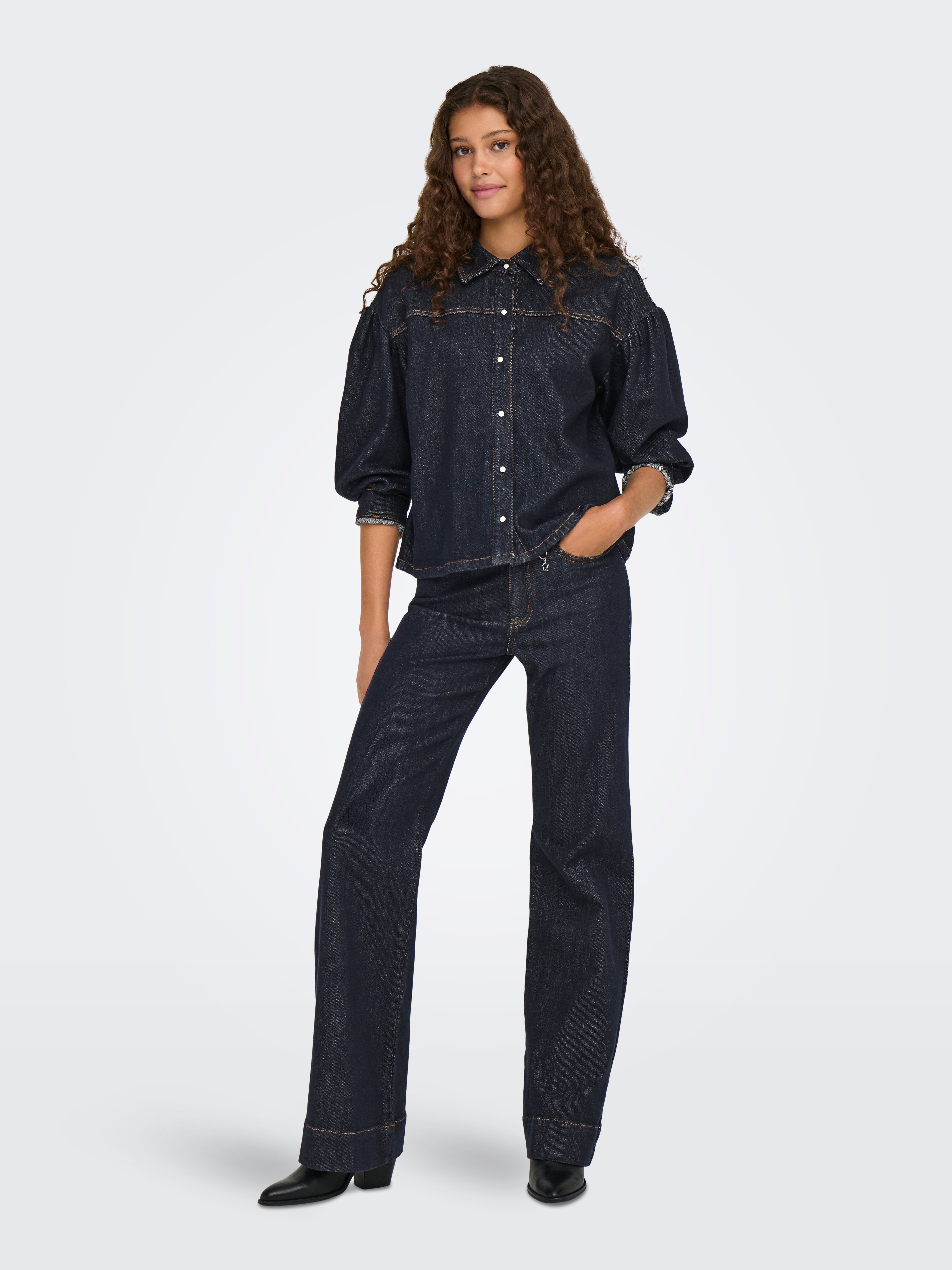 ONLNORELA Jeanshemd Dark Blue Denim