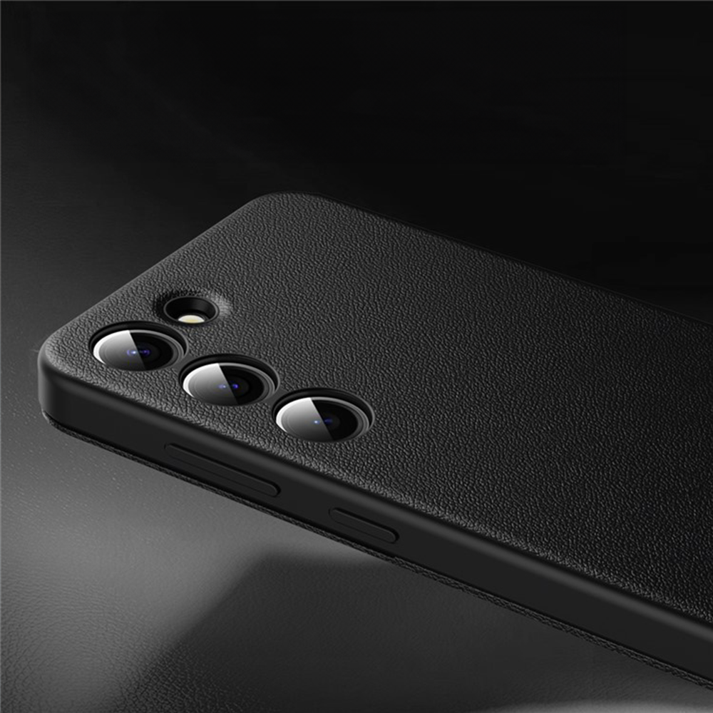 Samsung Galaxy S22 5G Leder Hülle Small Window View Flip Case Litchi Look - Schwarz