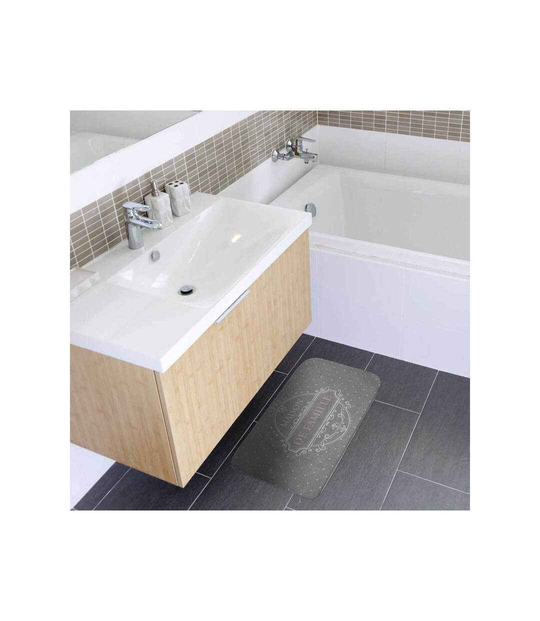 Tapis de Bain Maison de Famille 45x75cm Gris