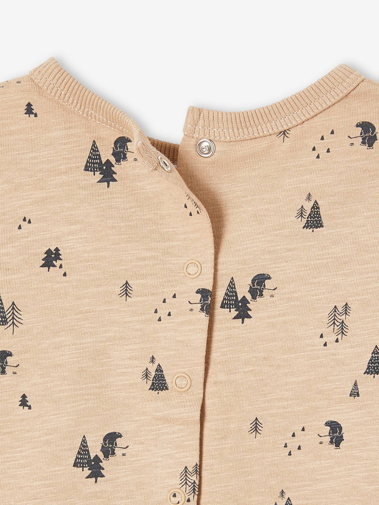 Camiseta infantil bege com estampa de pinheiro