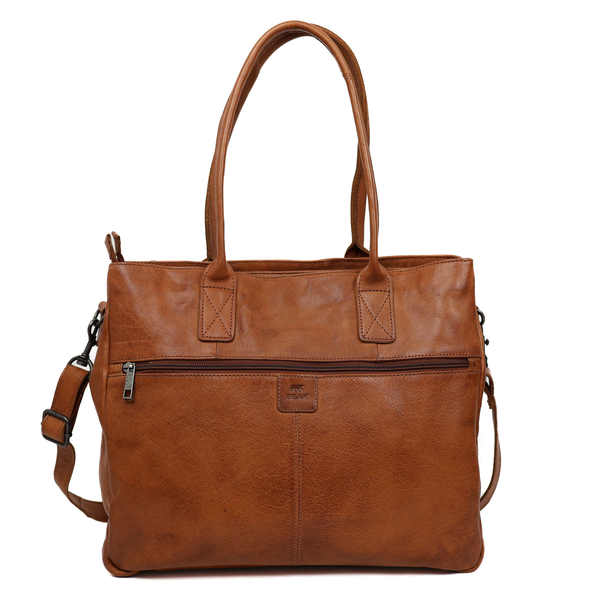 Hand-/schoudertas met laptopvak 'Maeve' cognac Cognac