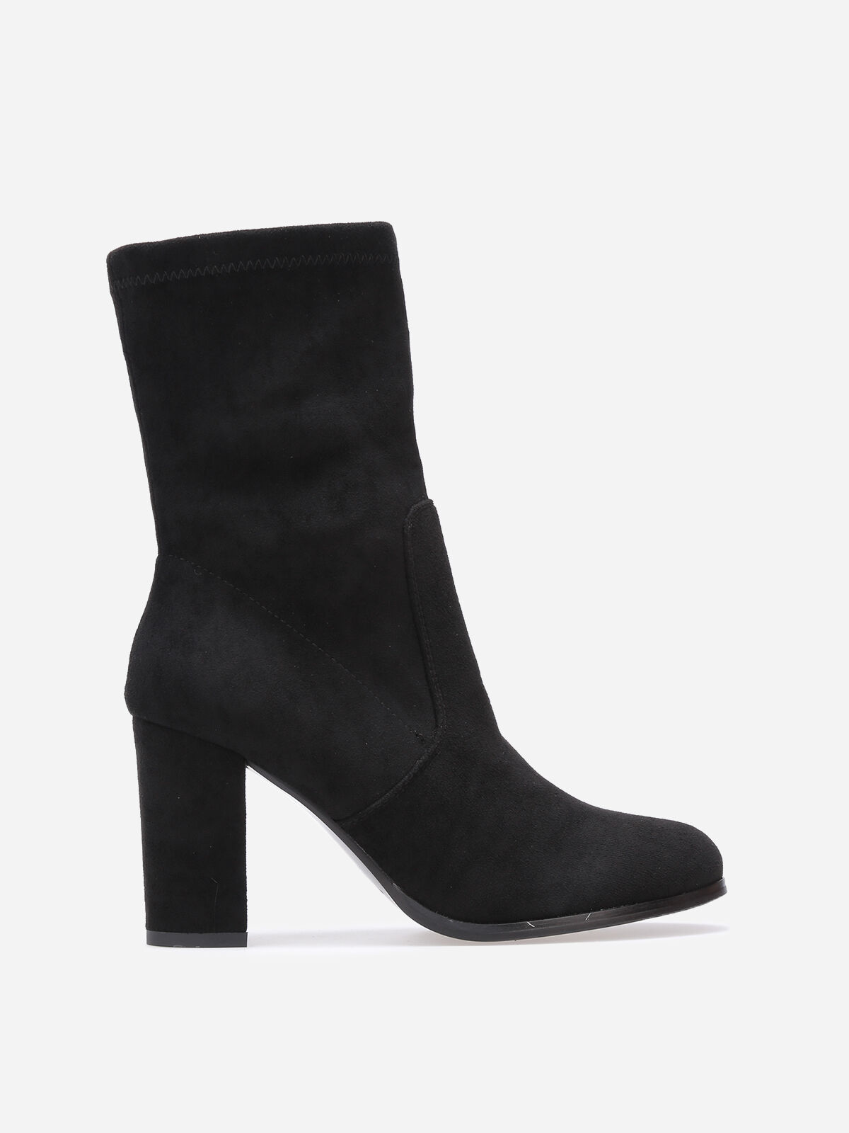 Bottines à talon montantes en suédine- Noir