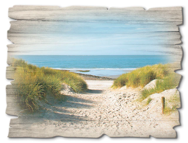Artland Holzbild »Strand mit Sanddünen und Weg zur See« Strand 1 Stk. tlg.
