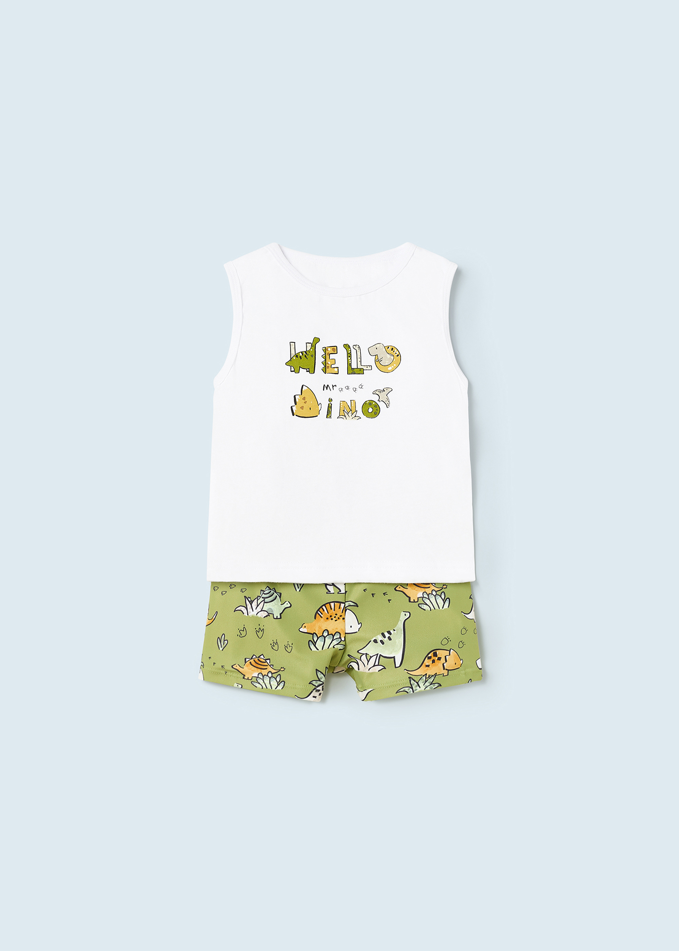 Conjunto de banho para bebê de 2 peças com estampa.