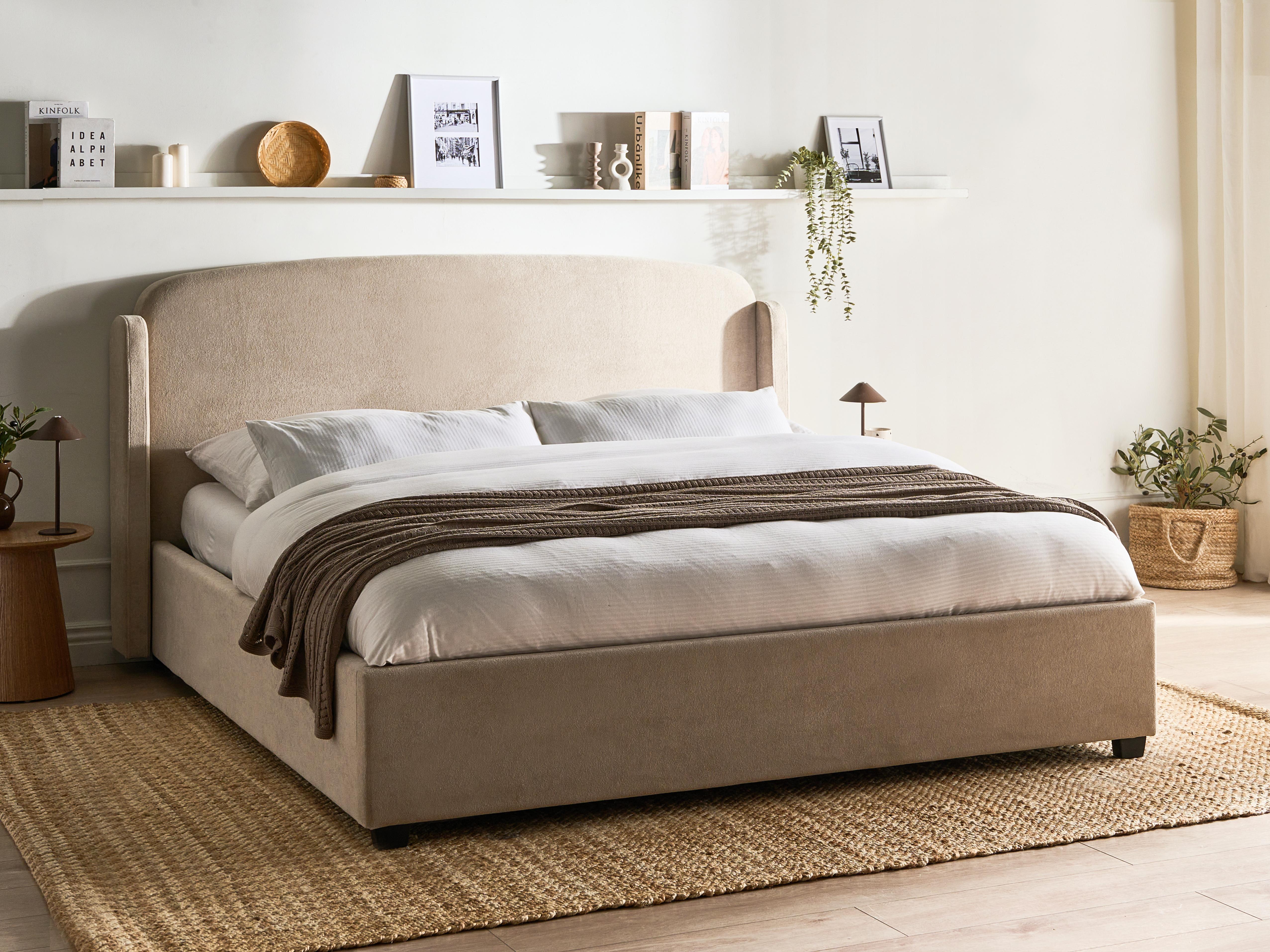 Bed met opbergruimte Stof BERNAY 180 x 200 cm Taupe