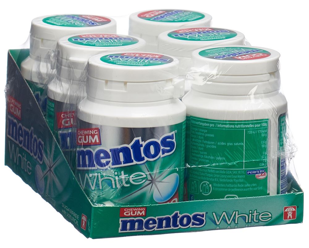 MENTOS Gum White<br>6 × 75 g, Green Mint