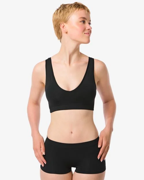 boxer femme sans couture côtelé noir