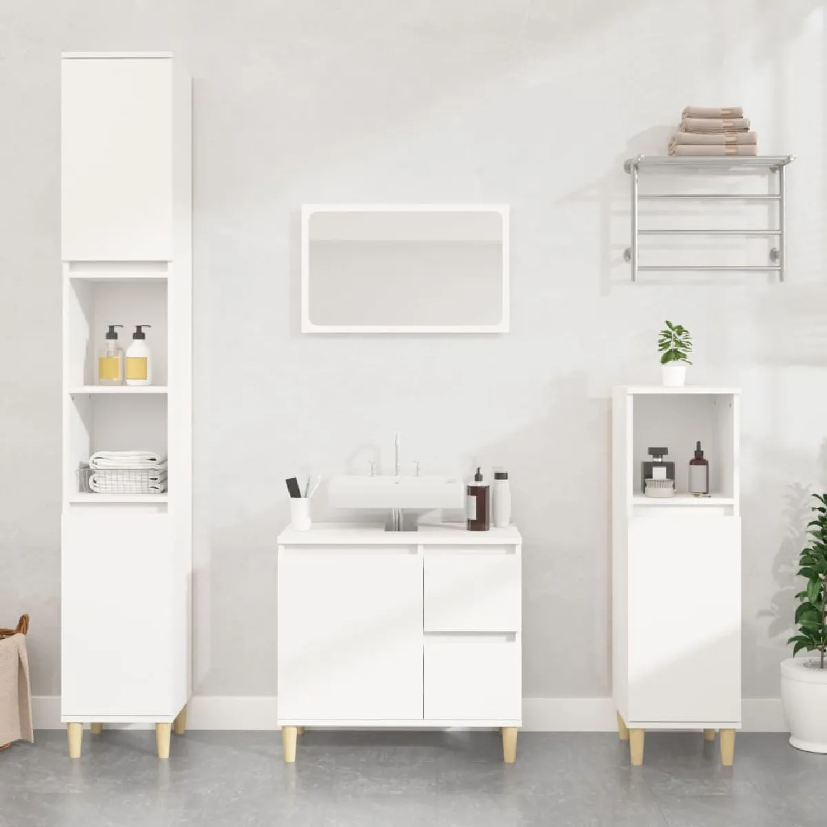 VidaXL Armoire salle de bain bois blanc