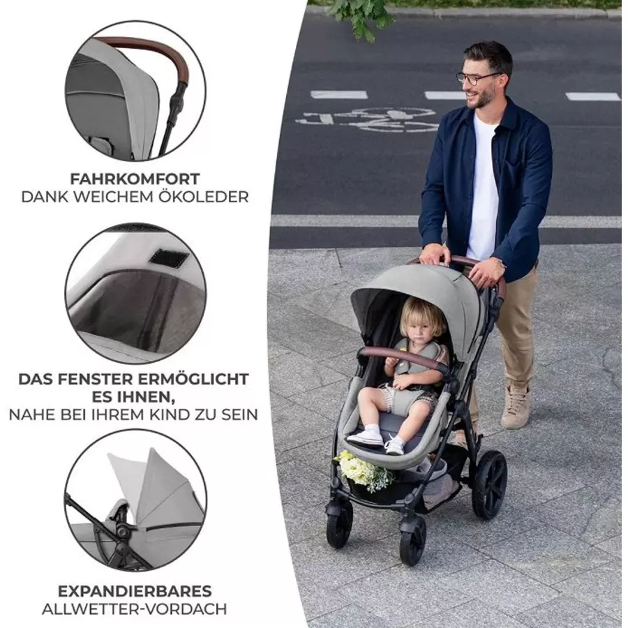 Kinderkraft Kombikinderwagen 3 in 1 MOOV CT MINK PRO GREY