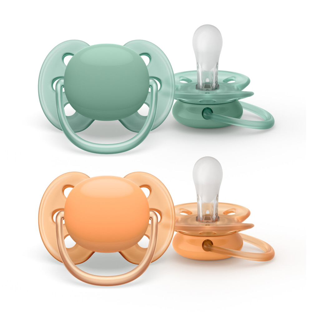 Philips Avent Fopspeen Ultra Soft 0-6 mnd Groen Oranje2 stuks