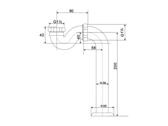 Siphon vertical pour baignoires anciennes CRAWLEY noir