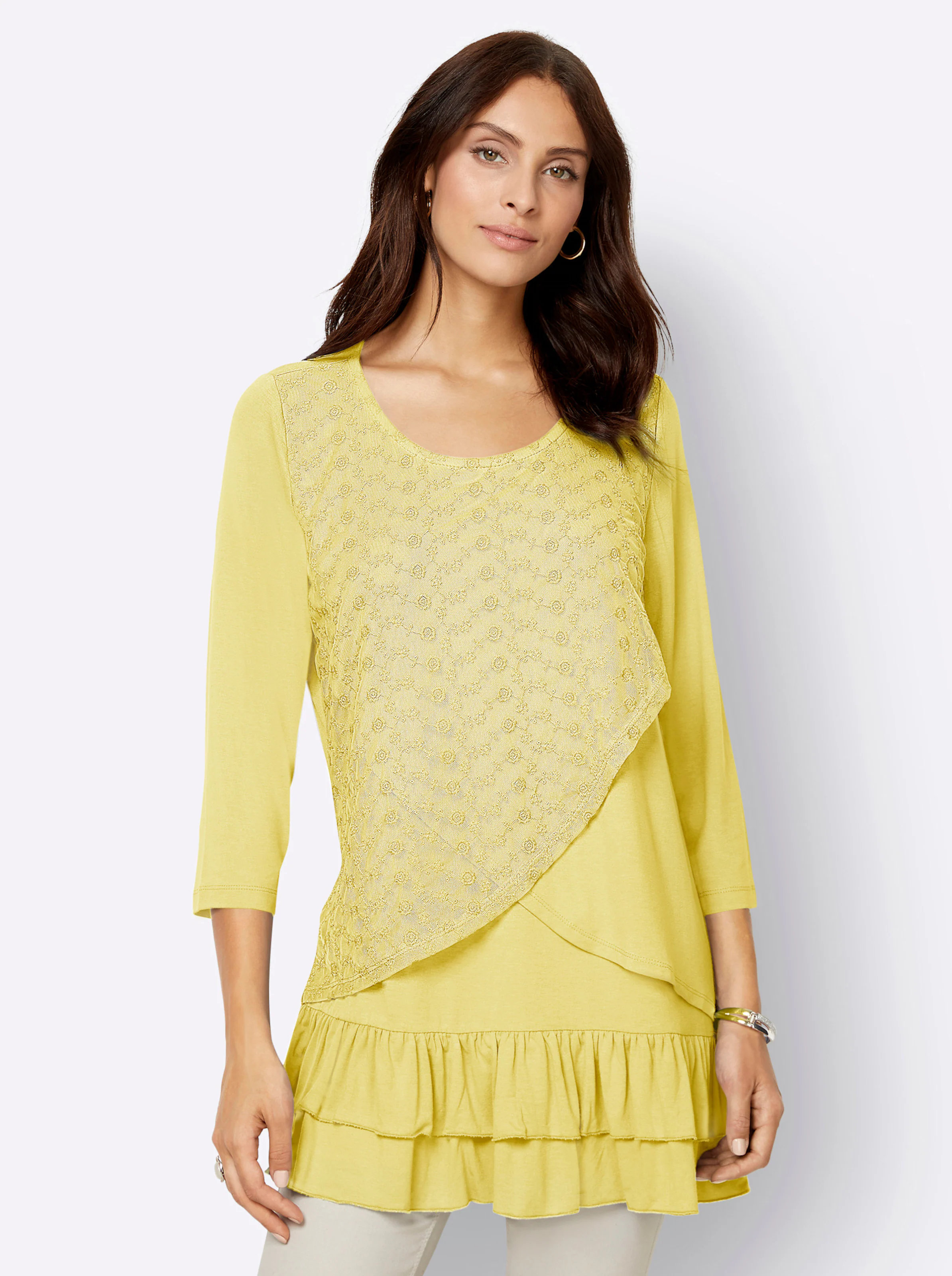 3/4-Arm-Shirt in zitrone