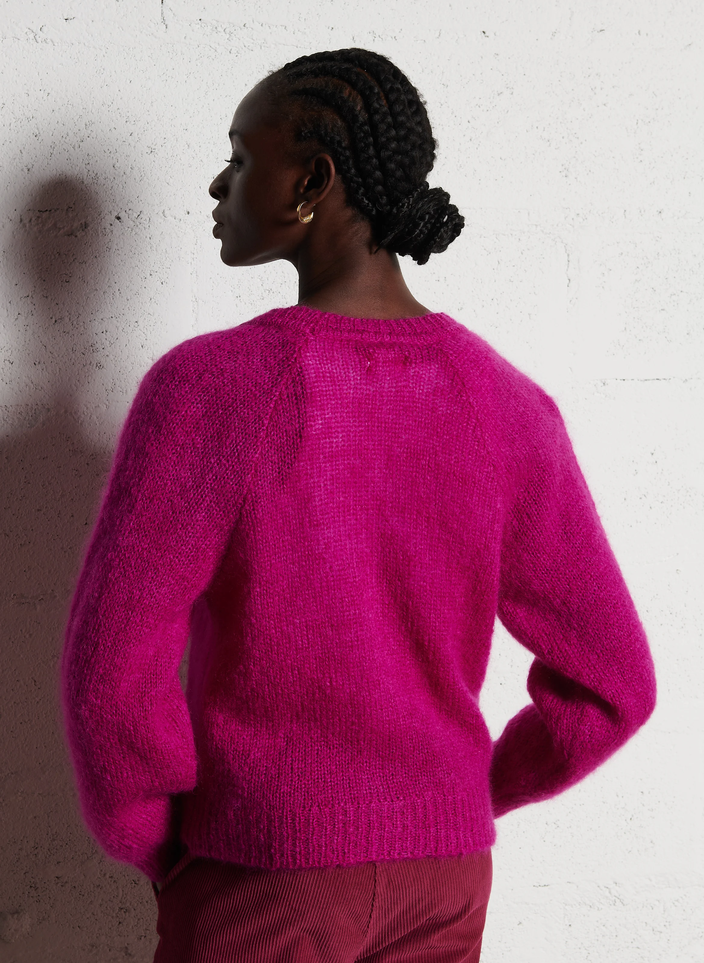 CHALOHA - Gilet col V en laine mélangée | Rose