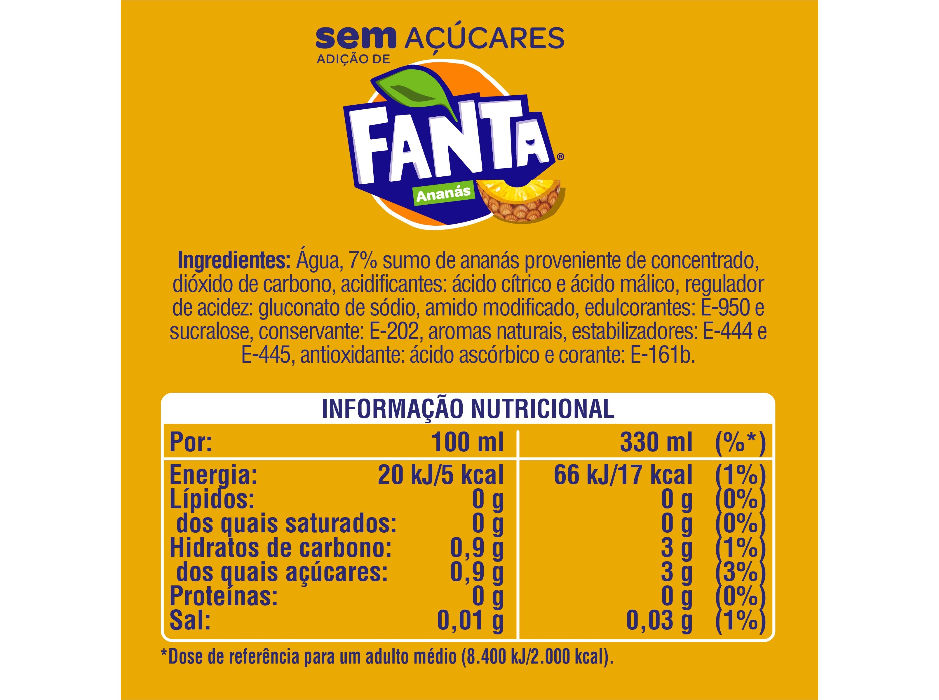 REFRIGERANTE COM GÁS FANTA ANANÁS 6X0.33L