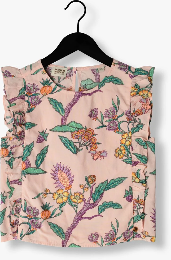 SCOTCH & SODA multi scotch & soda blouse all over printed sleeveless ruffle detail top