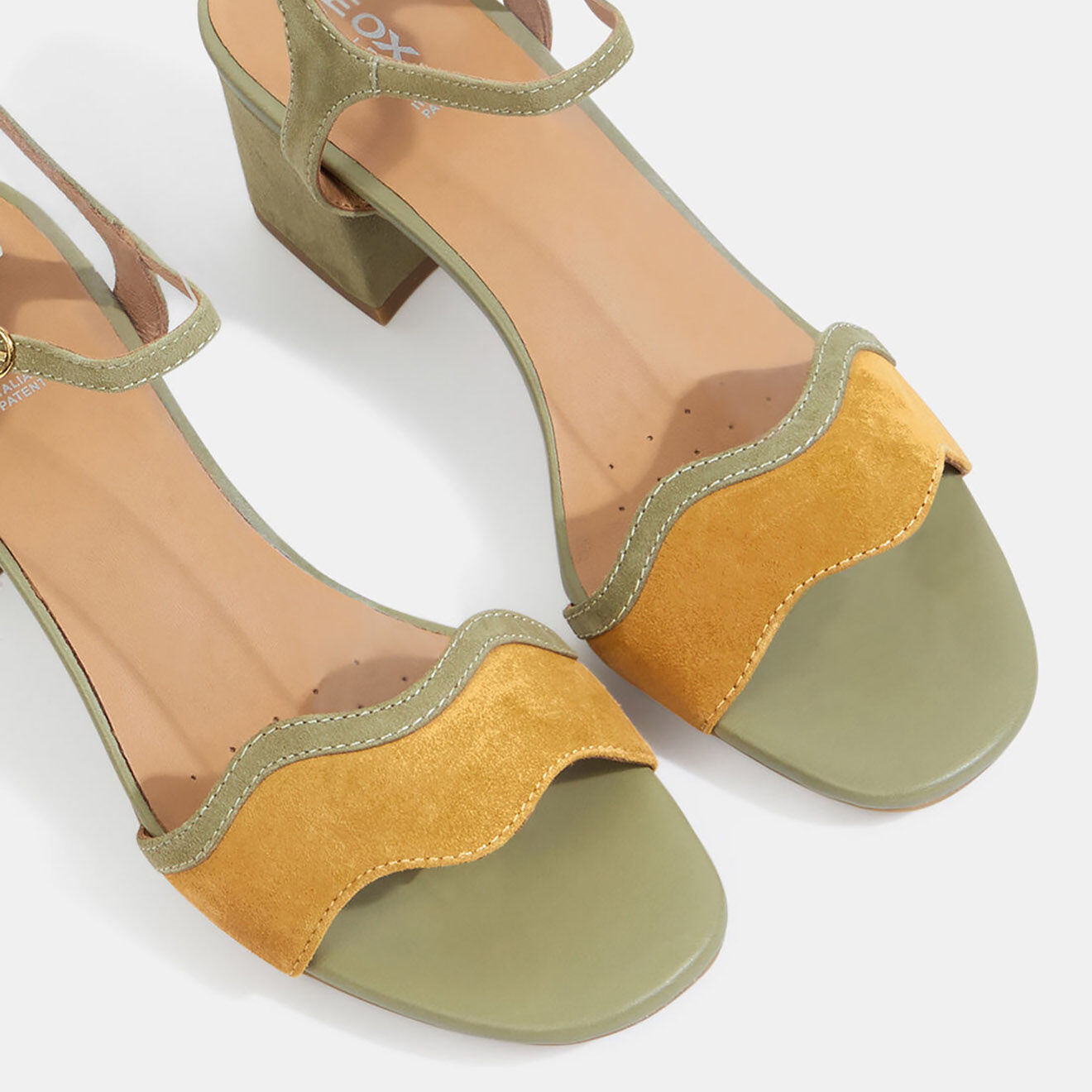 Geox Sandales en Velours de Cuir Eraklia vert/jaune - Talon 5 cm