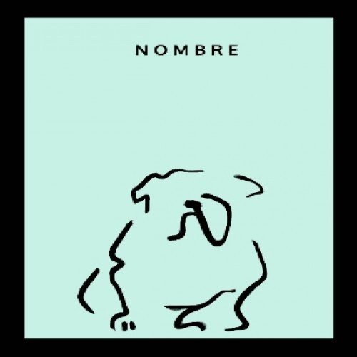 Ilustração de Bulldog em formato A4 com moldura preta na cor menta.