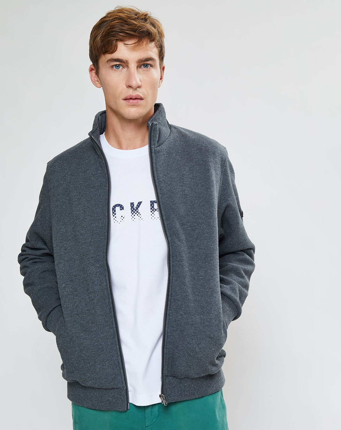 Hackett London Bombers en jersey Point gris