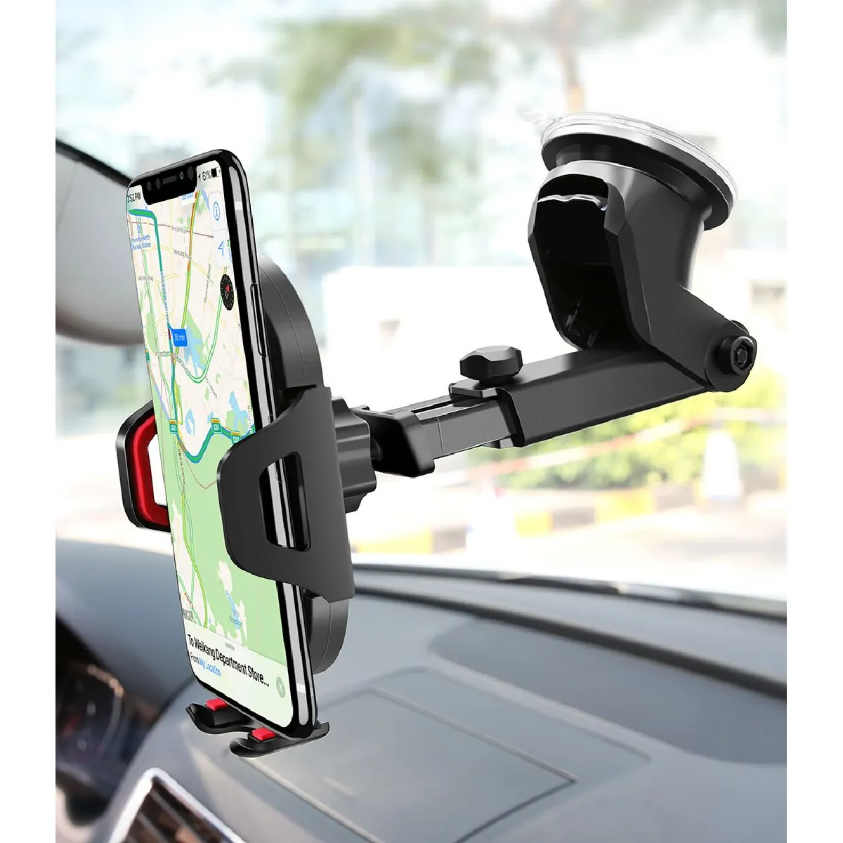 Universal Sucker Support téléphone pare-brise rouge