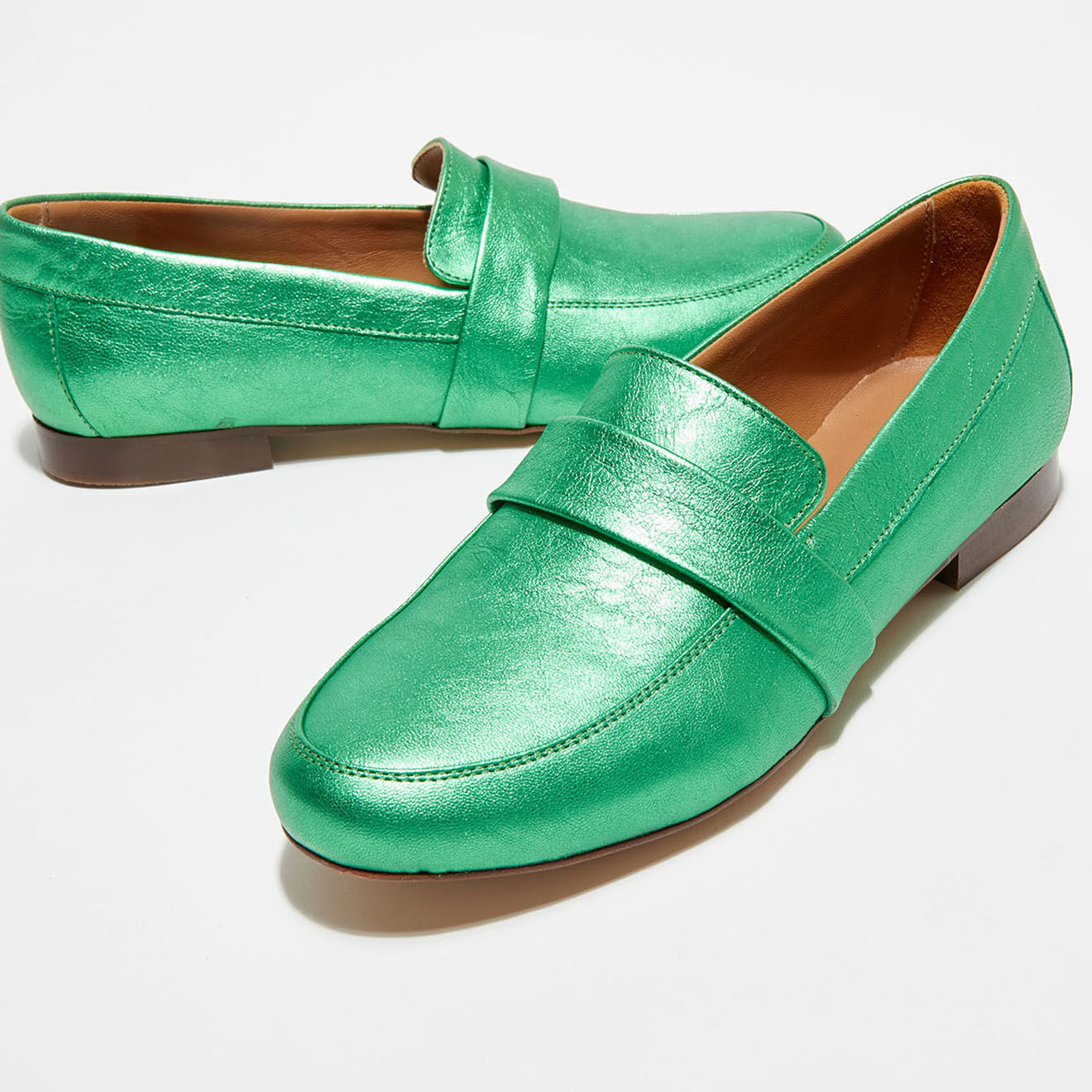 Quartier Latin Mocassins en Cuir Heart irisés verts