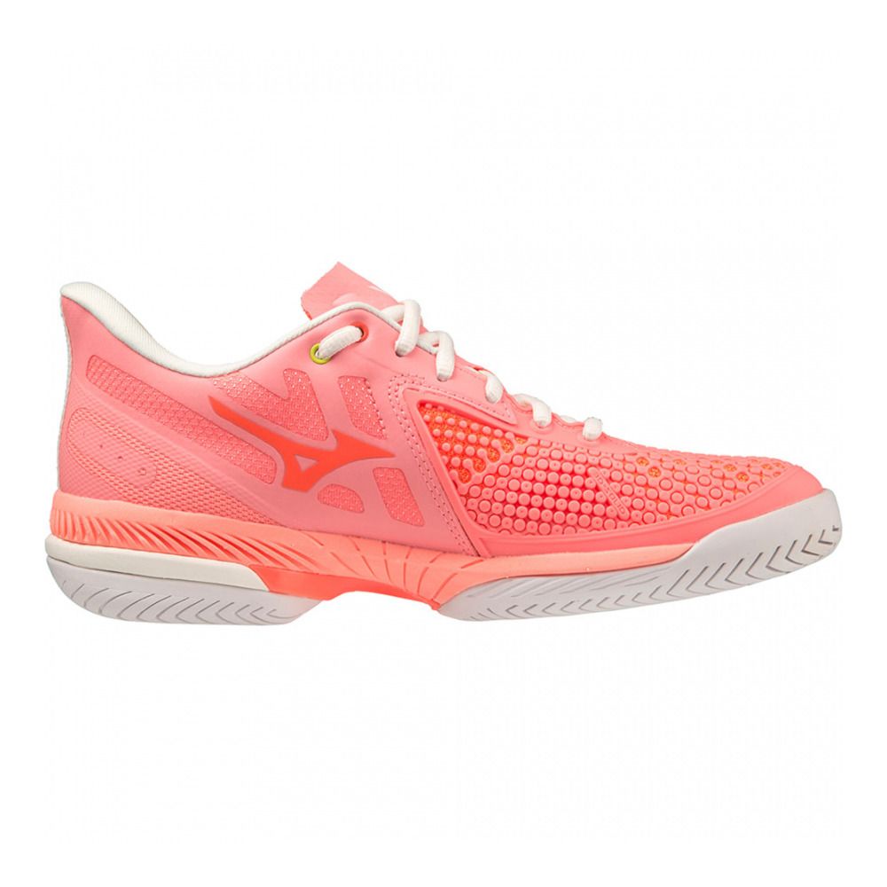 Mizuno WAVE EXCEED TOUR 5 AC - Chaussures tennis Femme candycoral/snowwhite/neonflame