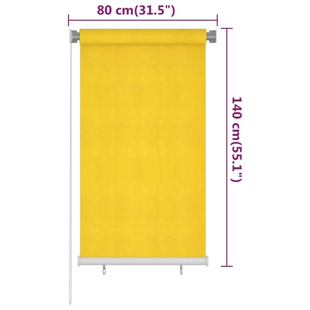 Store roulant d'extérieur 80x140 cm jaune pehd