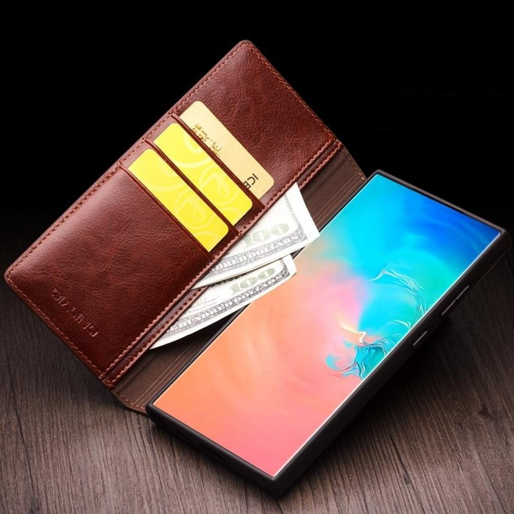 Samsung Galaxy S25  Plus Echtleder Tasche Flip Cover mit Kartenfächer - Braun