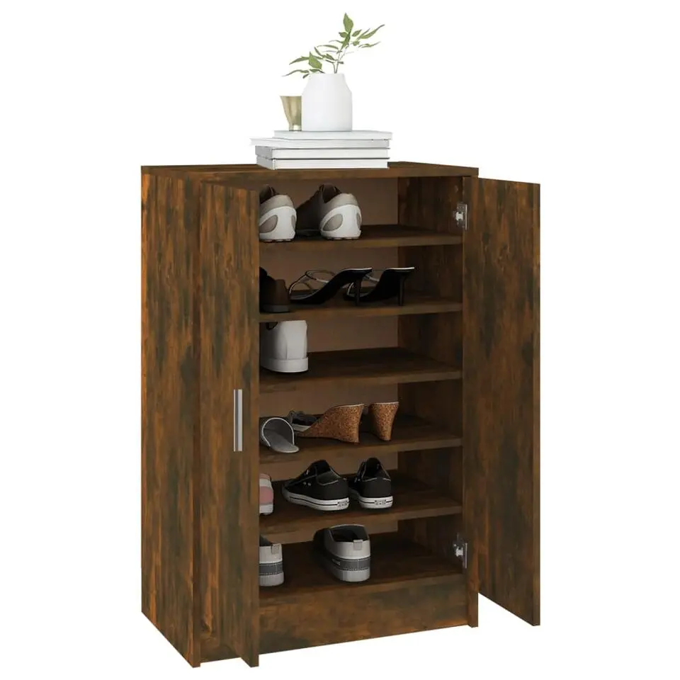 vidaXL - Schoenenkast - Gerookt eikenkleurig - Bewerkt hout - 60 x 35 x 92 cm
