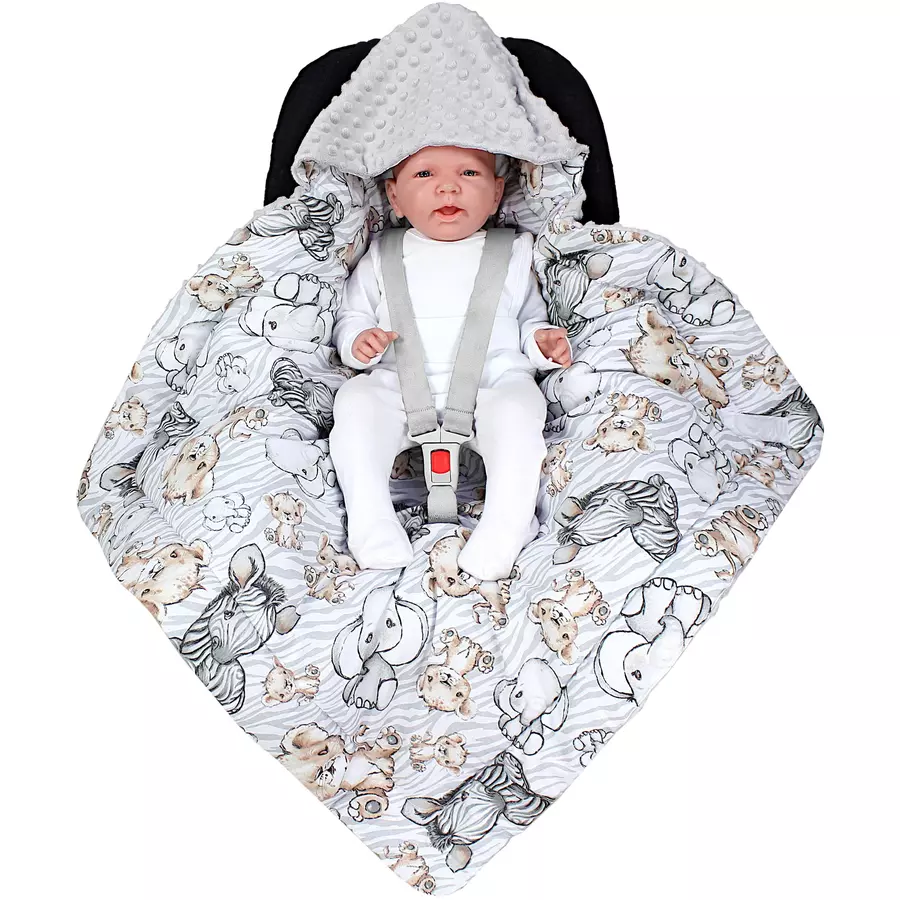 TupTam Baby Winter Einschlagdecke für Babyschale Wattiert graubraun
