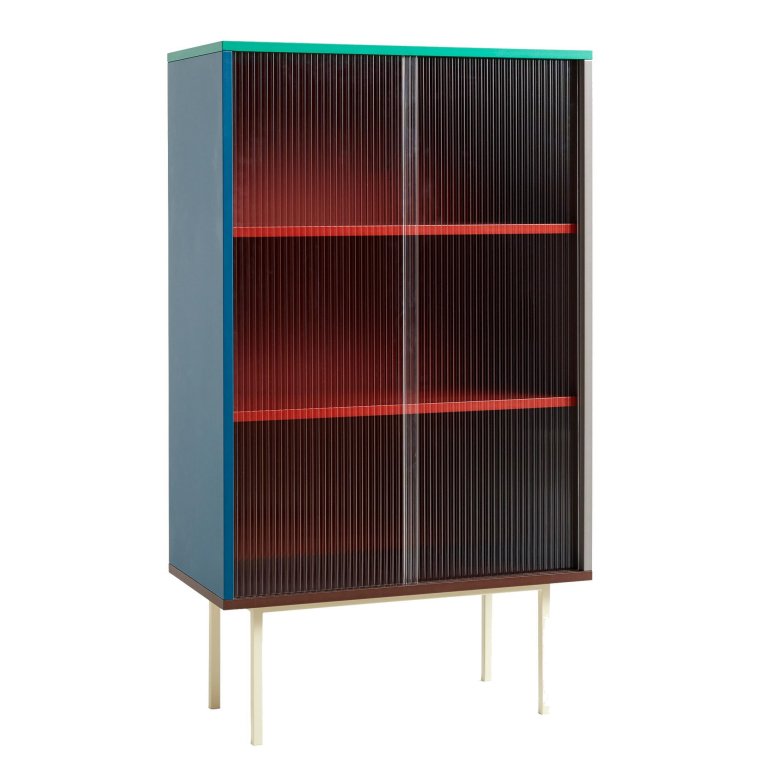 Hay Colour cabinet tall dressoir with glass doors multi