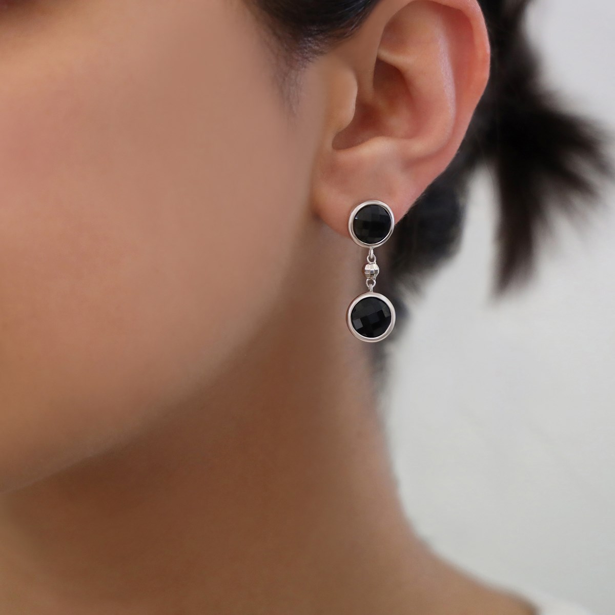 Boucles D'oreilles Argent Rhodié Valentine Cristal Noir