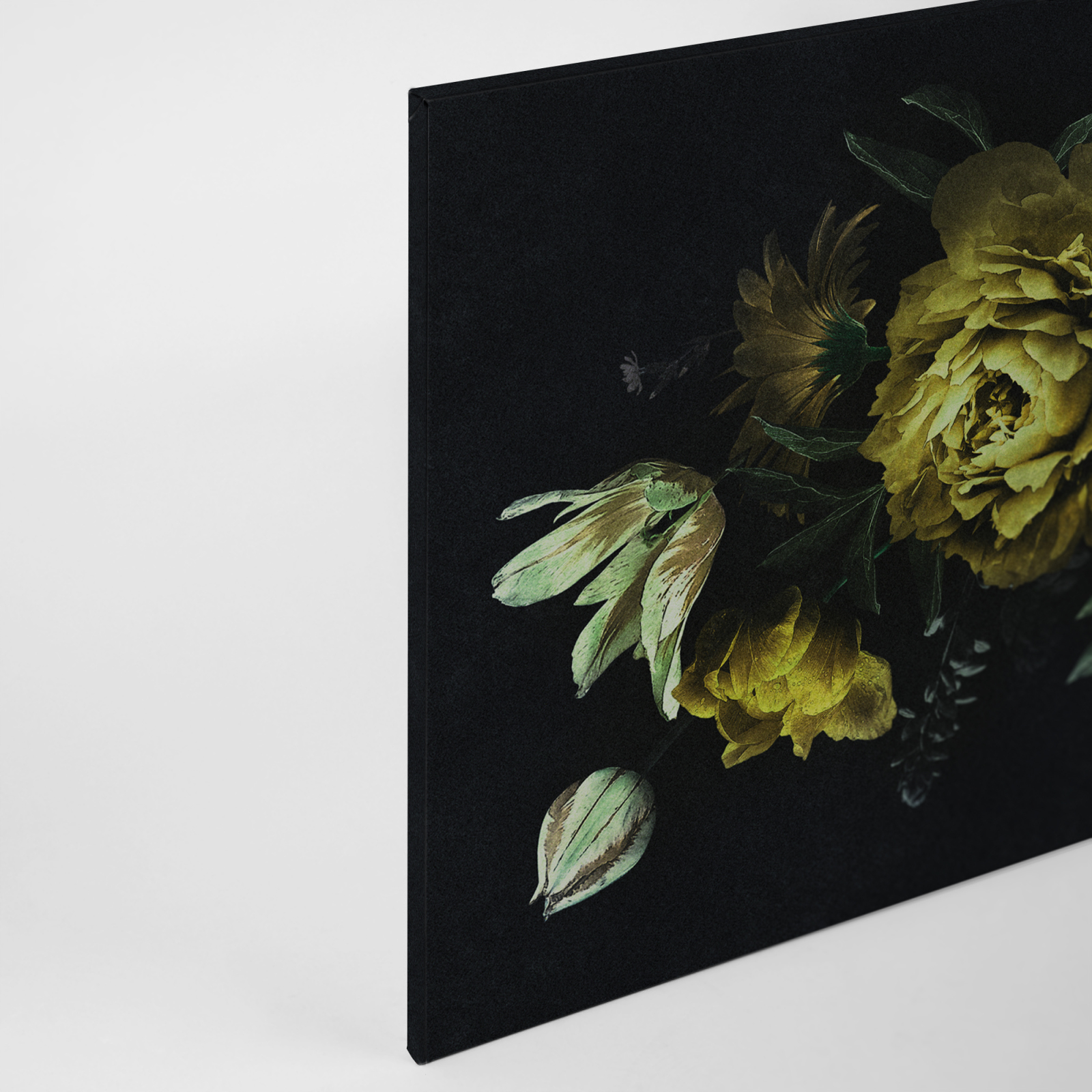 Leinwandbild BLÜTEN - gelb-schwarz - 90x60 cm